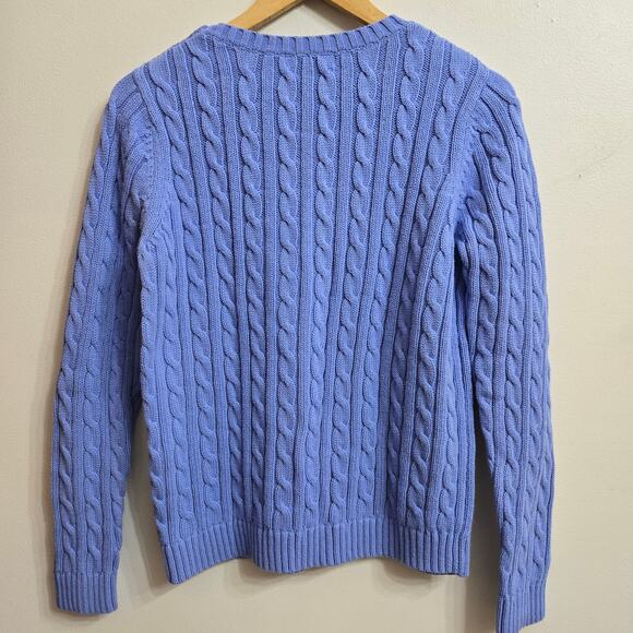 Lands End Women Preppy Classic Academia Heritage Ivy League Cable Knit Sweater M - Picture 7 of 9